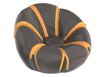 Dark Gray Bean Bag Chair With Orange Stripes Soft Comfortable Living Room Furniture 3d model