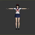 Anime Style Game Movie Character in Sailor Uniform with Red Headband and Arms Outstretched