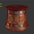 Traditional Style Decorative Furniture With Gold Blue Patterns Black Top And Hexagonal Base