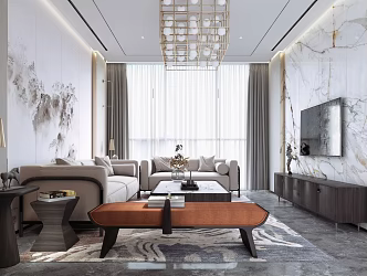 Light Luxury Duplex Living Room Villa Living Room 3d model