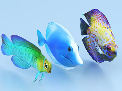 Vibrant Colorful Tropical Fish With Green Blue And Yellow Patterns Swimming 3d model Vibrant Colorful Tropical Fish With Green Blue And Yellow Patterns Swimming 3d model