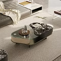 Modern Glass Top Coffee Table With Magazine Tray And Vase In Stylish Living Room