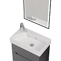 Sleek Modern Bathroom Sink With White Basin Faucet And Wall Mounted Mirror