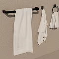 Stylish Bathroom Towel Rack With Towel Ring And White Towels Mounted On Wall