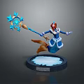 Flying Woman With Snowflake Decorated Staff In Blue And White Outfit On Ice Base