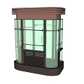 Modern Security Booth With Glass Walls Brown Roof And Transparent Structure