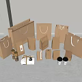 Kraft Paper Decorative Ornament Set With Paper Bags Boxes And Cups