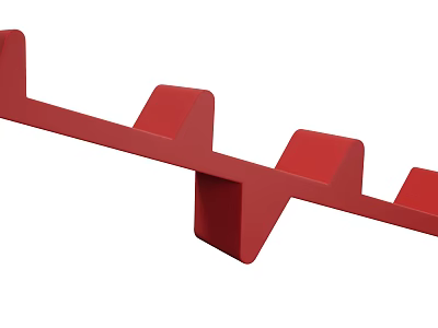 Red Modern Wall Mounted Hook Rack With Multiple Square Hooks 3d model