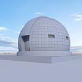 Domed Building With Grid Pattern And Square Base Under Blue Sky 3d model
