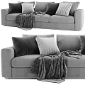 Elegant Sectional Sofa With Multiple Decorative Pillows And Cozy Throw Blanket 3d model