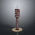 Tall Industrial Water Tower Equipment With Metal Structure Ladder And Base Foundation