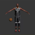 Brooklyn Nets Basketball Player In Black Number 7 Jersey With Red Shoes And Basketball