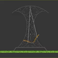 Outdoor Playground Swing With Brown Canopy Metal Frame Orange Wooden Seat And Green Grass Base