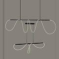 Modern Curved Chandelier With Metal Frame And LED Light Strips Sleek Design