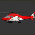 Detailed Red And White ADAC Rescue Helicopter With Yellow Tipped Rotors