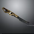 Decorative Shiny Sword With Golden Hilt White Accents And Blue Metallic Blade Design