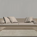 Two Seater Sofa With Woven Rattan Frame And Soft Beige Cushions In Modern Minimalist Interior