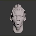 Character Head 3D Model with Braided Hair and Horn Like Decoration in Soft Pink Tone