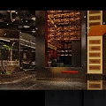 Elegant Modern Restaurant Interior With Dining Tables Chairs Wine Racks And Ambient Lighting