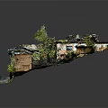 Charming Cartoon Scene With Old Houses Yard Trees And Lush Green Grass