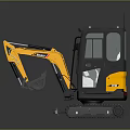 Yellow Black Mini Excavator With Transparent Cabin And Crawler Tracks Design