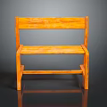 Orange Wooden Bench with Simple Backrest and Seat Design in Modern Indoor Furniture Style