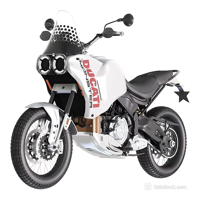 White Ducati Motorcycle Featuring Modern Headlights And Stylish Body Design 3d model 