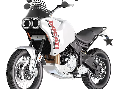 White Ducati Motorcycle Featuring Modern Headlights And Stylish Body Design 3d model