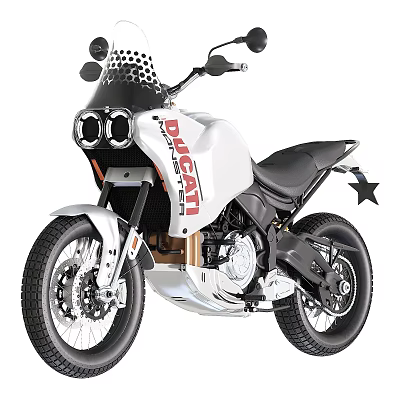 White Ducati Motorcycle Featuring Modern Headlights And Stylish Body Design 3d model