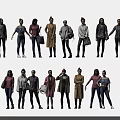 Diverse Group of People in Different Casual Outfits and Various Standing Poses