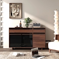 Nordic Log Middle Style Sideboard Casual Chair 3d model