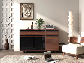 Nordic Log Middle Style Sideboard Casual Chair 3d model