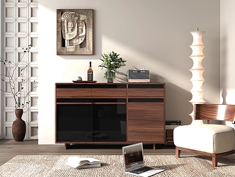 Nordic Log Middle Style Sideboard Casual Chair 3d model