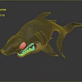 Realistic 3D Rendered Shark With Dark Gray Body Yellow Eyes And Sharp Open Mouth