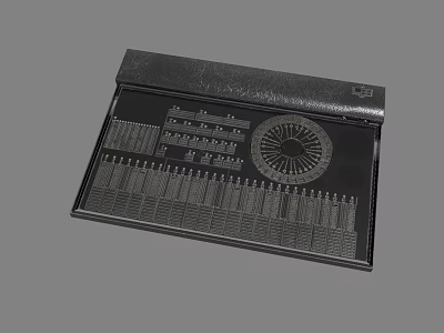 Black Drawing Template Tool With Circular Chart And Ruler Scales Design 3d model