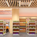 Bright Modern Supermarket Department Store With Shelves Displaying Food Items And Daily Necessities