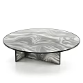 Stylish Coffee Tables With Round Rectangular Shapes And Green Brown Wavy Glossy Texture 3d model