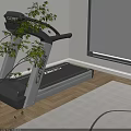 CYBEX Treadmill in Home Room with Wooden Floor Green Plant and Window Blinds