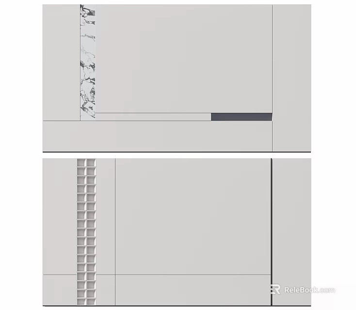 Minimalist Background Wall Design With Geometric Patterns And Textured Panels 3d model