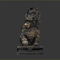 Bronze Kylin Statue Decorative Furniture Piece With Intricate Carvings And Base