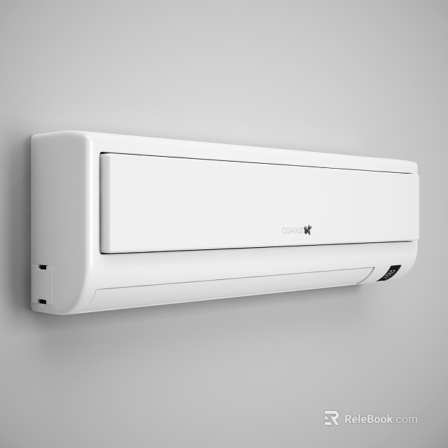 Sleek White Wall Mounted Air Conditioner Fan With Modern Design On Gray Wall 3d model 