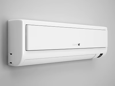 Sleek White Wall Mounted Air Conditioner Fan With Modern Design On Gray Wall 3d model