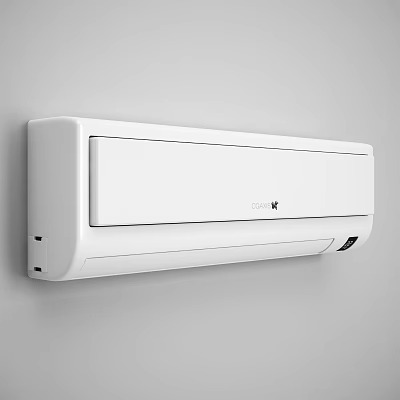 Sleek White Wall Mounted Air Conditioner Fan With Modern Design On Gray Wall 3d model