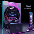 Neon Light Art Experience Hall Photo Spot with Tape Installation and Guitar