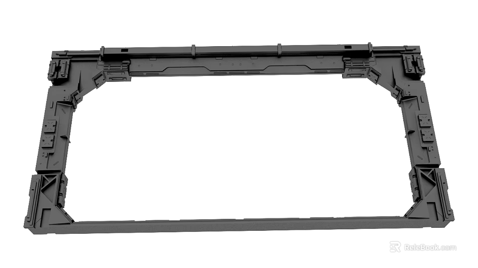 Black Metal Frame With Structural Components And Mounting Points For Mechanical Use 3d model 