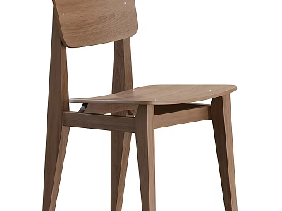 Modern Wooden Single Chair With Simple Backrest And Minimalist Design Style 3d model