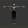 Game Movie Female Warrior Character In Detailed Armored Outfit With Extended Arms