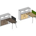 Modern Office Desk Designs With Cabinets Drawers Dark Light And Green Tabletops