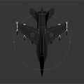 3D Model of Sleek Fighter Jet With Dark Purple Accents Mounted Weapons and Tail Fins
