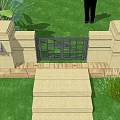 Wrought Iron Gate Design With Stone Walls Steps Green Plants And Mailbox With Number 2508
